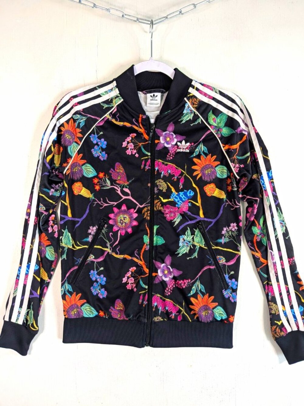 adidas Originals Poisonous Garden Floral SST Track Jacket Womens XS Black Zip